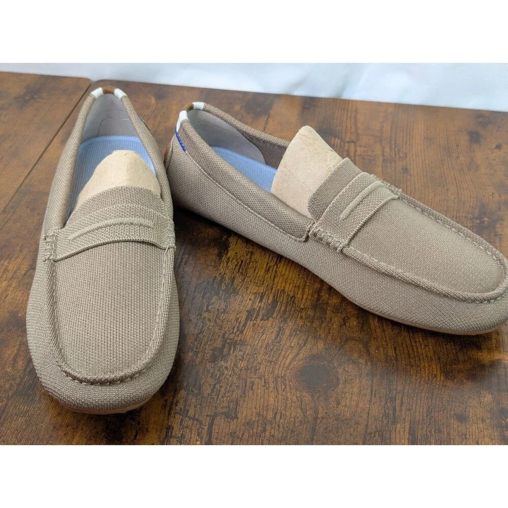 Rothy's The Driver Loafers NWOT 11 Latte Tan Blue Insole Penny Flats